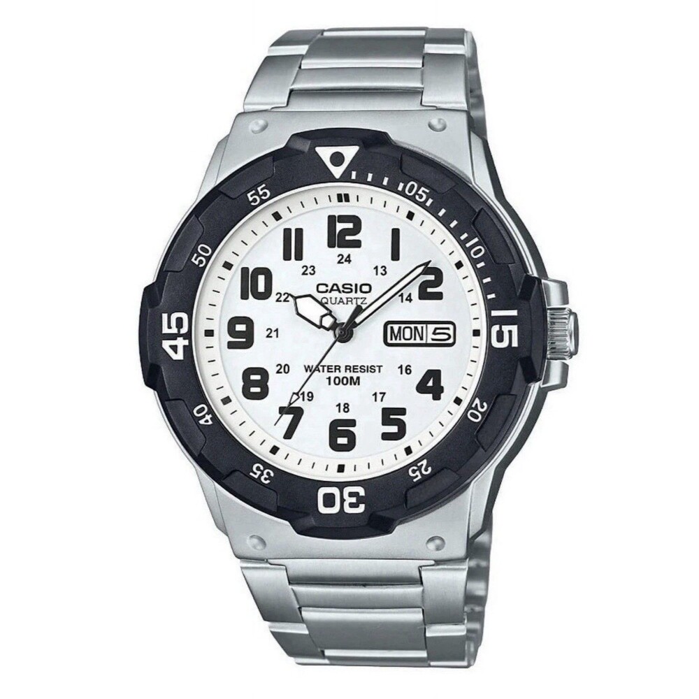 Casio MRW200HD7BKC Quartz Analog Silver Metal Wristwatch Rotating Bezel 100m